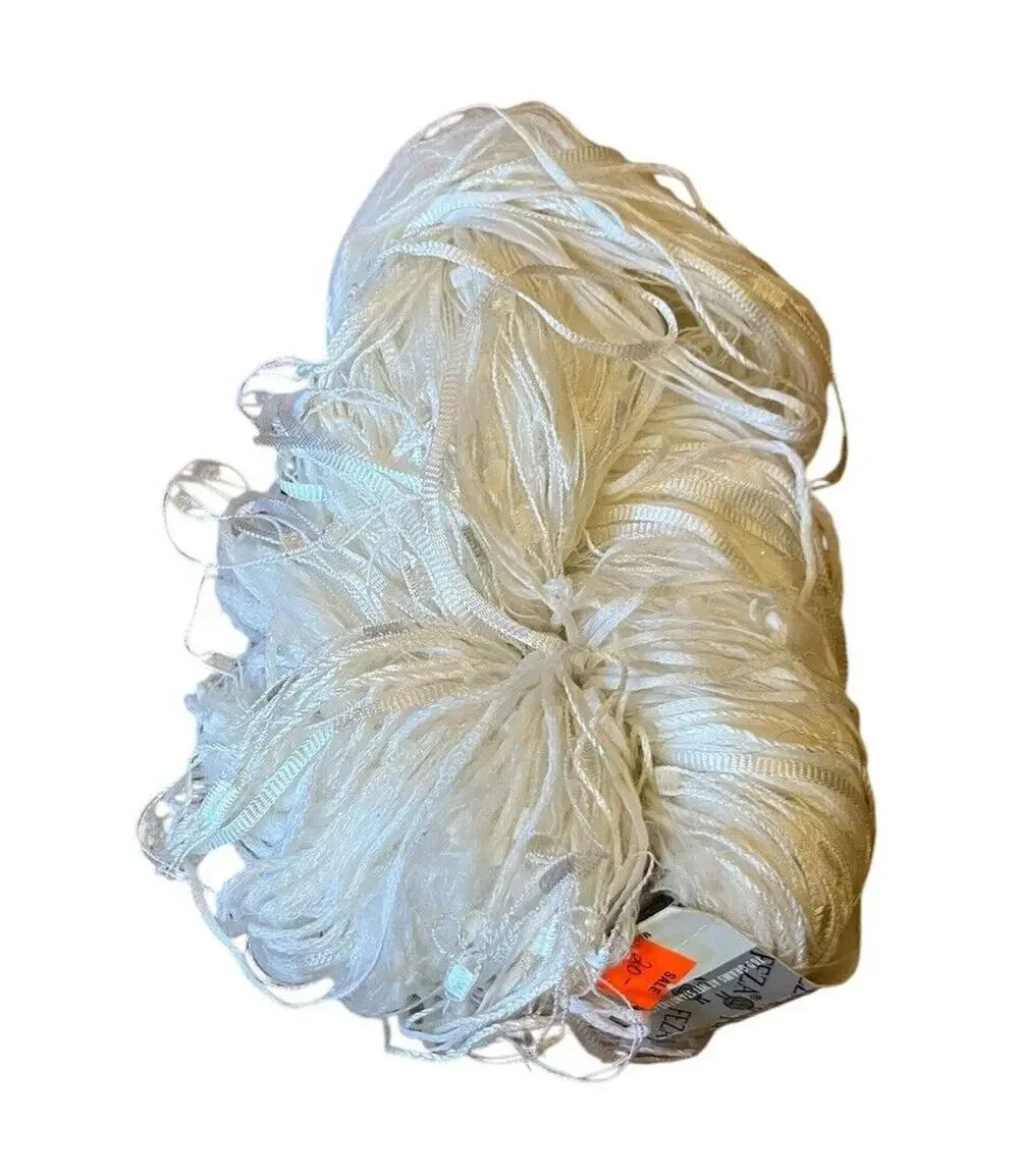 Feza Alp Light White Yarn New Skein Mohair Acrylic + Turkey Sparkly 3.5 Oz